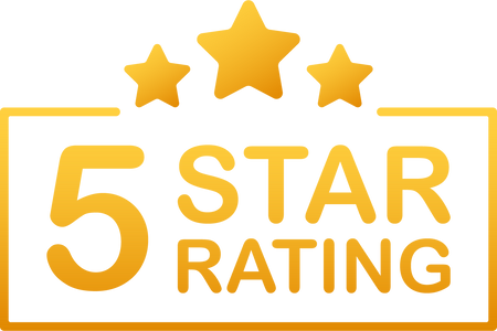 5 star rating. Badge